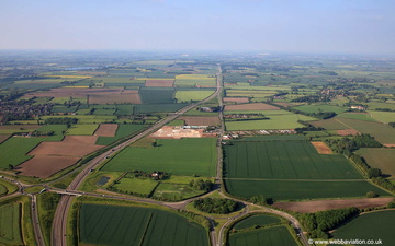 the Fosse Way with the site of the Roman Town of Margidvnvm in the foreground   from the air