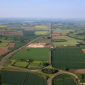 the Fosse Way with the site of the Roman Town of Margidvnvm in the foreground   from the air