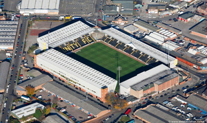 Meadow Lane Football Stadium Nottingham, home of Notts County F.C.  aerial photograph