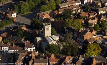 St Swithun's church  Retford Market Square from the air
