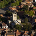 St Swithun's church  Retford Market Square from the air