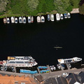 pleasure boats on the Thames  from the air