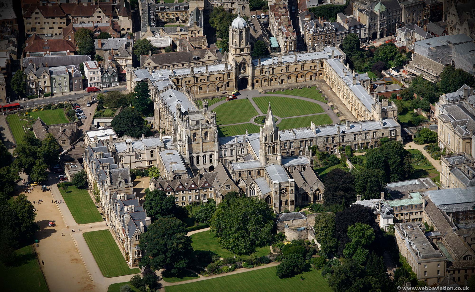 Christ Church College Oxford University from the air 