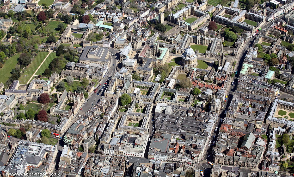 Jesus College, Exeter College, & Lincoln College Oxford aerial photograph
