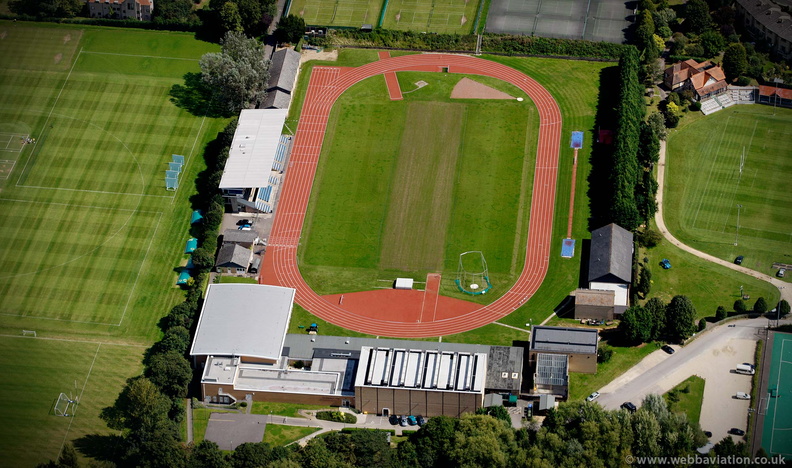 Roger Bannister running track from the air 