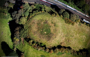 Panpudding Hill ringwork and bailey castle from the air