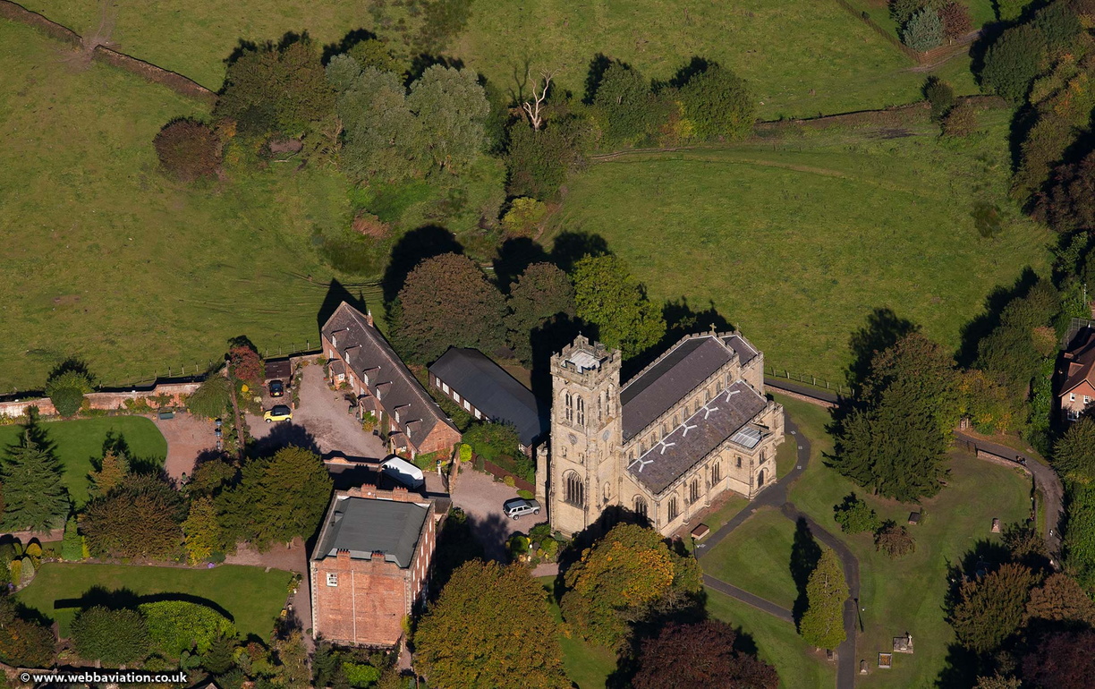 Broseley All Saints Church town from the air