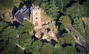 Ruyton-XI-Towns Castle & Church  from the air