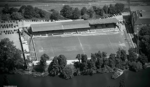 aerial photo of Shrewsbury Town F.C.'s Gay Meadow Stadium
