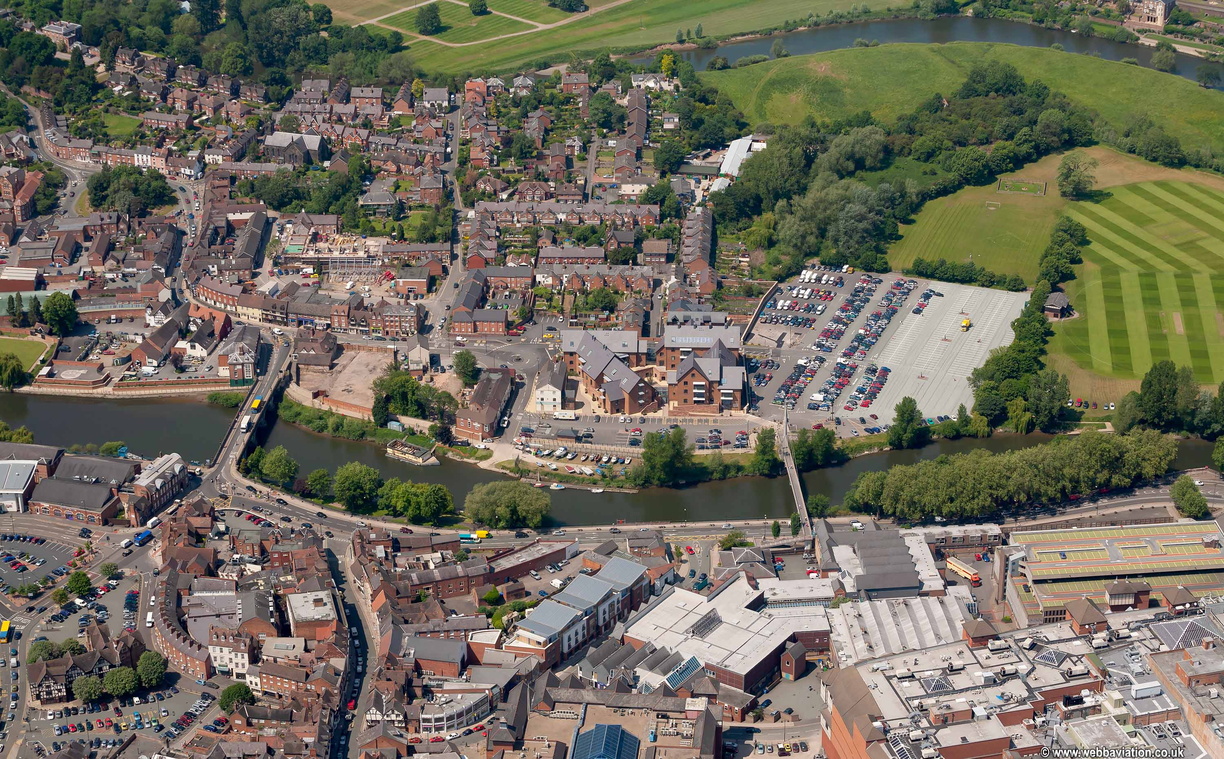 the River Severn Shrewsbury  aerial photo