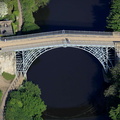The Iron Bridge at Ironbridge Gorge Telford  from the air