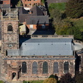 St Alkmund's Church, Whitchurch  from the air 