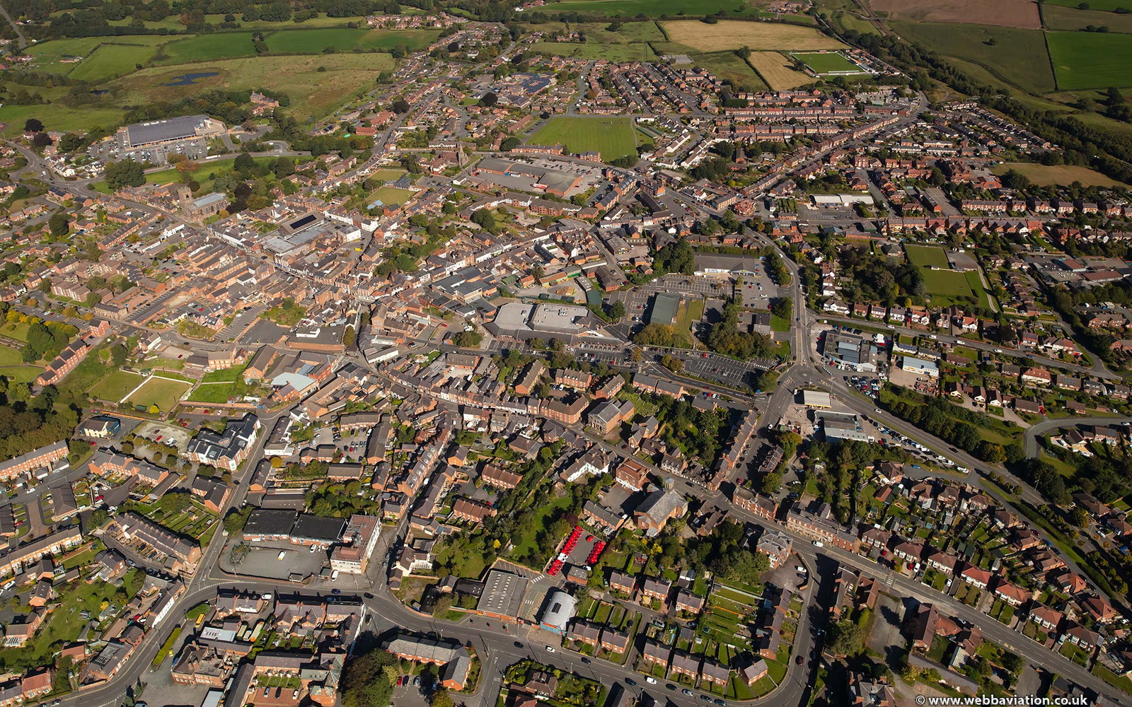 Whitchurch Shropshire from the air 