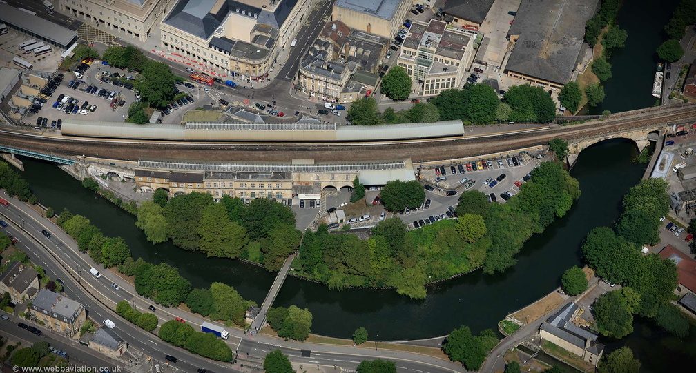 Bath Spa railway station aerial photograph