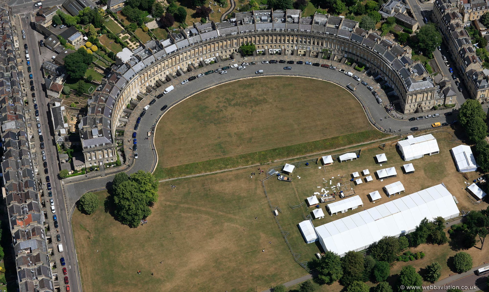 archaeology in front of the The Royal Crescent  Bath aerial photograph