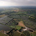 wetland landscape created by peat extraction at and around Walton Heath near Glastonbury  aerial photograph