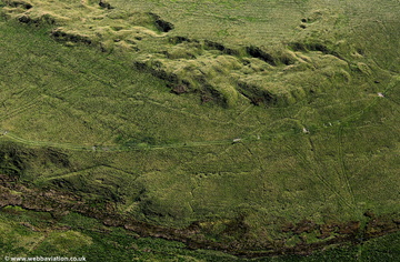 aerial photograph of the practice trenches dug in World War1 by the Sheffield Pals on Hallam Moor from the air 