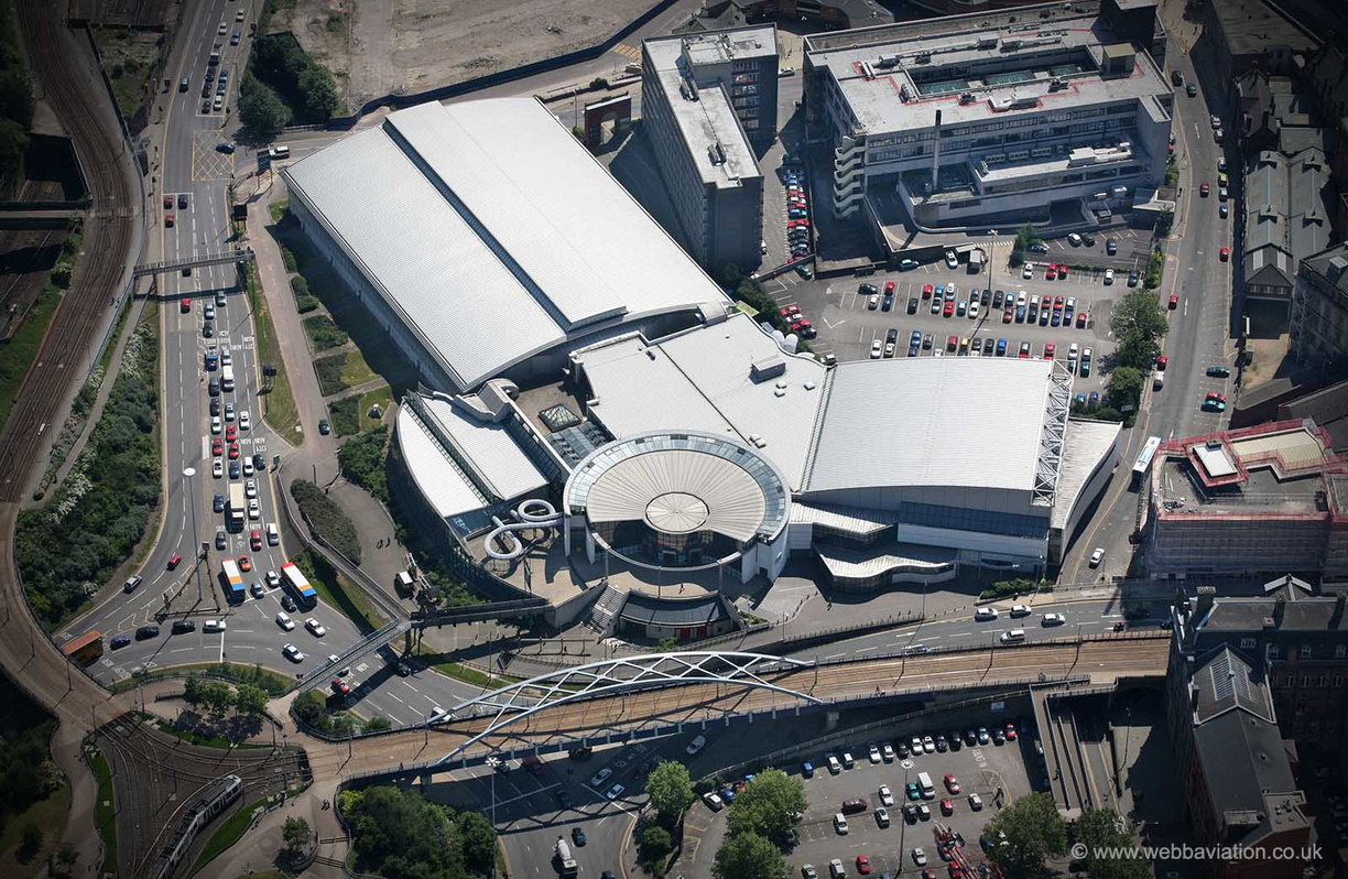 Ponds Forge International Sports Centre from the air 