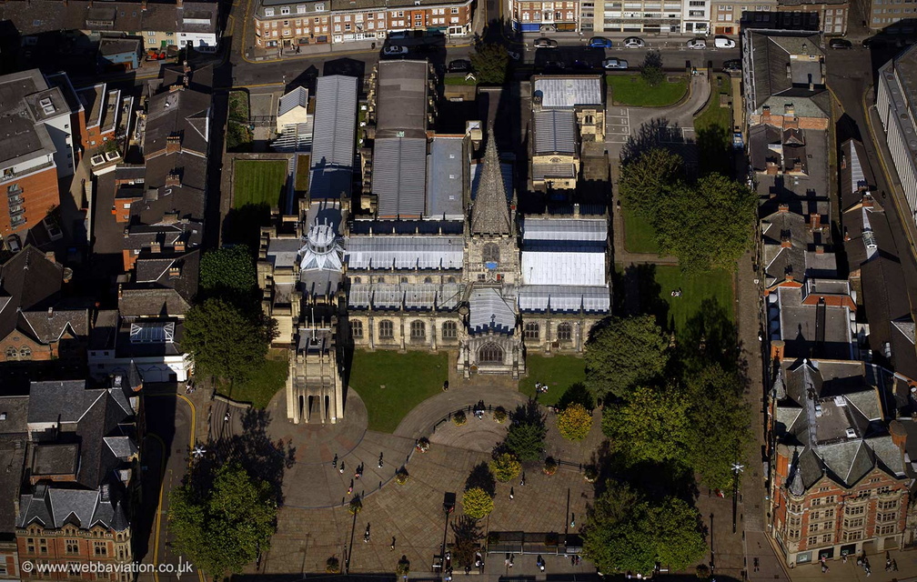 Sheffield Cathedral from the air 