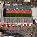 Bramall Lane football stadium Sheffield, home of Sheffield United aerial photograph