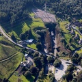 Woodhead Tunnels Eastern entrance viewed  from the air 
