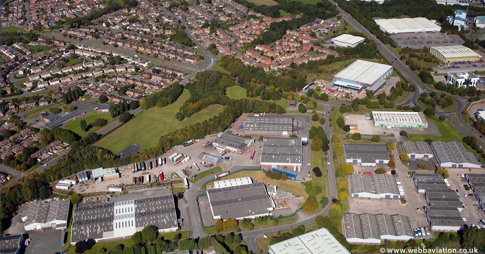 Rosevale Business Park  , Newcastle-under-Lyme  Staffordshire  from the air 
