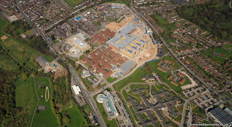 Royal Stoke University Hospital  Newcastle-under-Lyme from the air