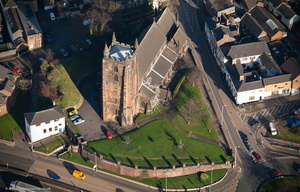 St Giles Church Newcastle-under-Lyme from the air
