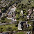 Old Church of St Augustine, , together with the new St Augustine's Church which replaced it Rugeley, Staffordshire from the air