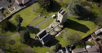 Old Church of St Augustine, Rugeley, Staffordshire from the air