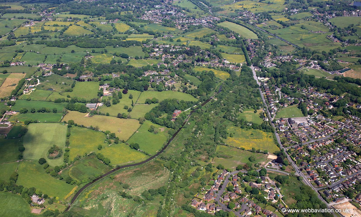 Caldon Canal running through Stockton Brook Staffordshire  from the air 