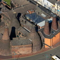 Bottle Kilns at the Gladstone Pottery Museum Stoke-on-Trent  from the air