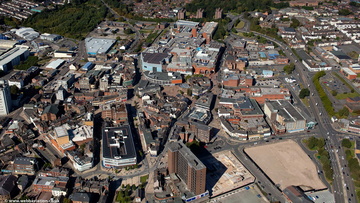 Hanley town centre , Stoke-on-Trent   from the air 