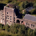 derelict pit head winding gear at , Chatterley Whitfield Colliery,Chell  Stoke-on-Trent  Staffordshire from the air 