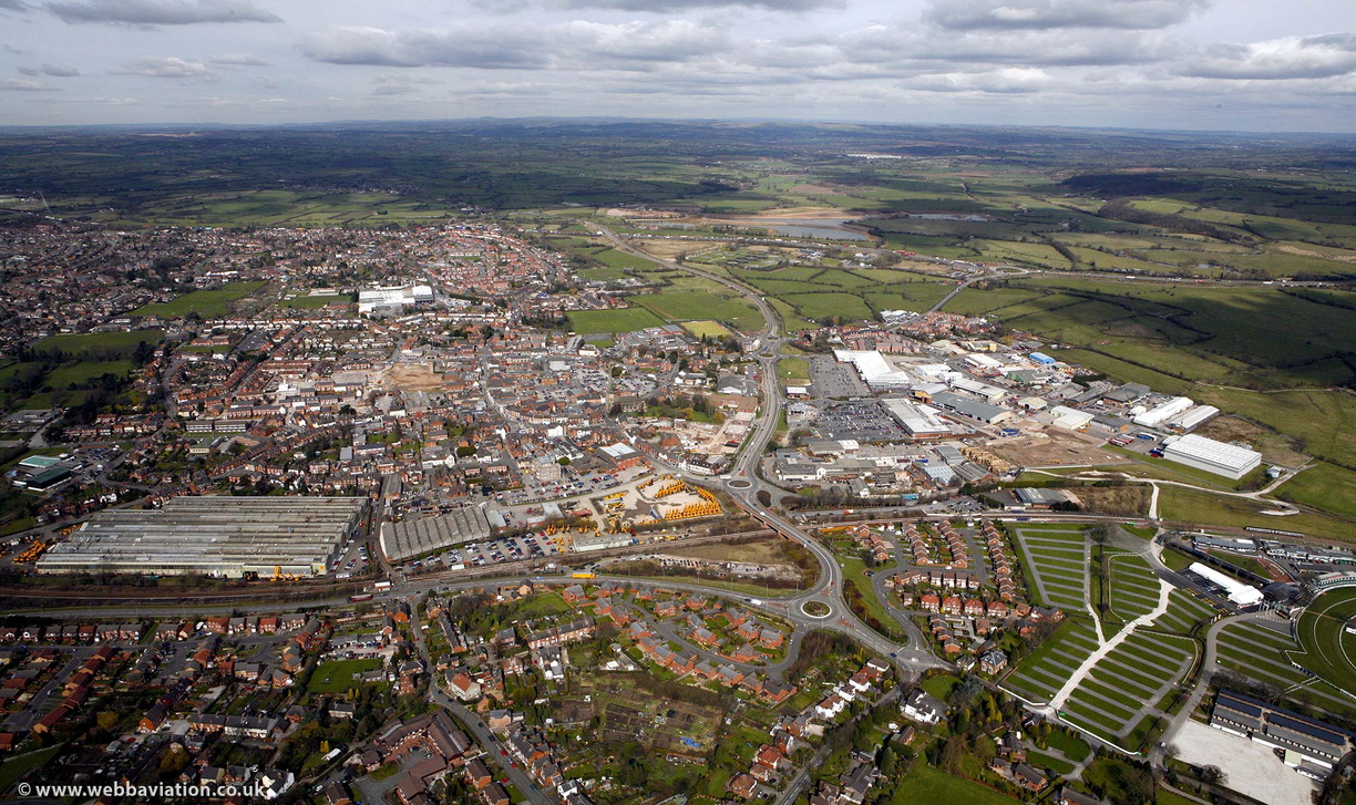 Uttoxeter Staffordshire  from the air