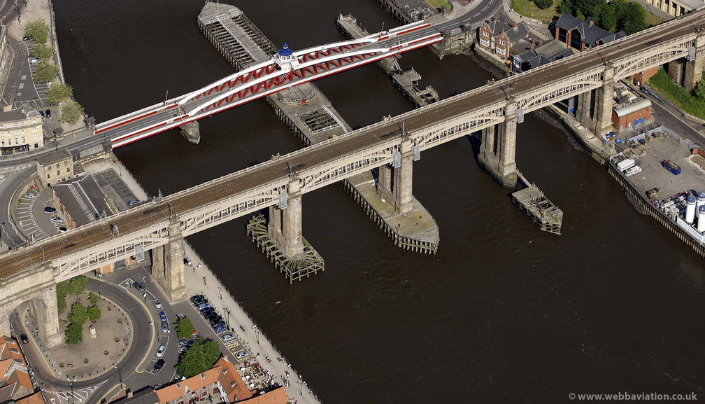 The High Level Bridge Newcastle upon Tyne  from the air