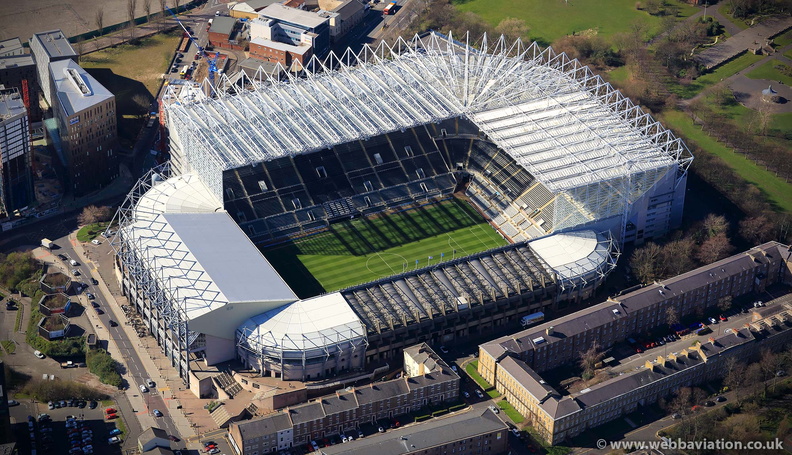 St James' Park football stadium Newcastle   aerial photo 
