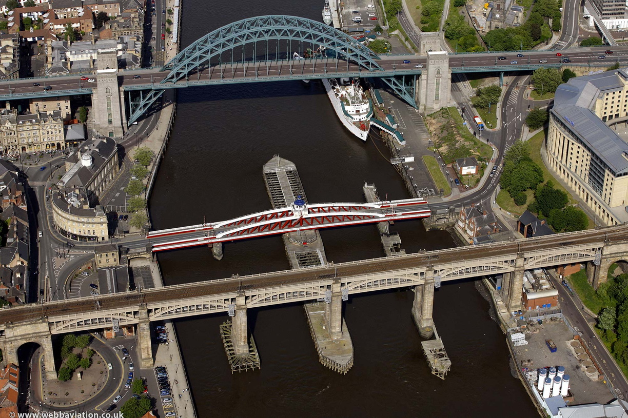 River Tyne bridges  aerial photo 