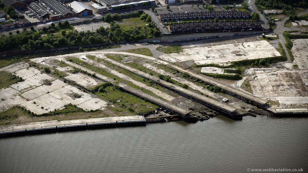 slipways at former A&P shipyard Wallsend  Tyneside from the air
