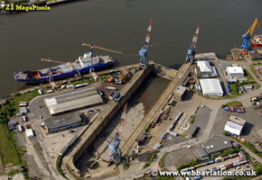 A&P Group Ltd  ship repair yard Hebburn South Shields Tyne and Wear aerial photograph 