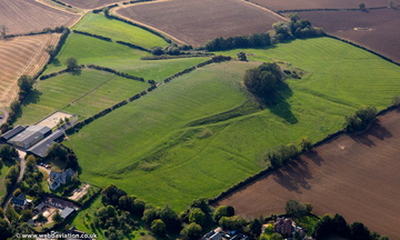 shrunken Medieval village of Flecknoe Warwickshire from the air