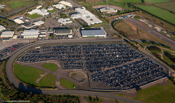 unsold Land Rovers at the Jaguar Land Rover Gaydon Centre  from the air