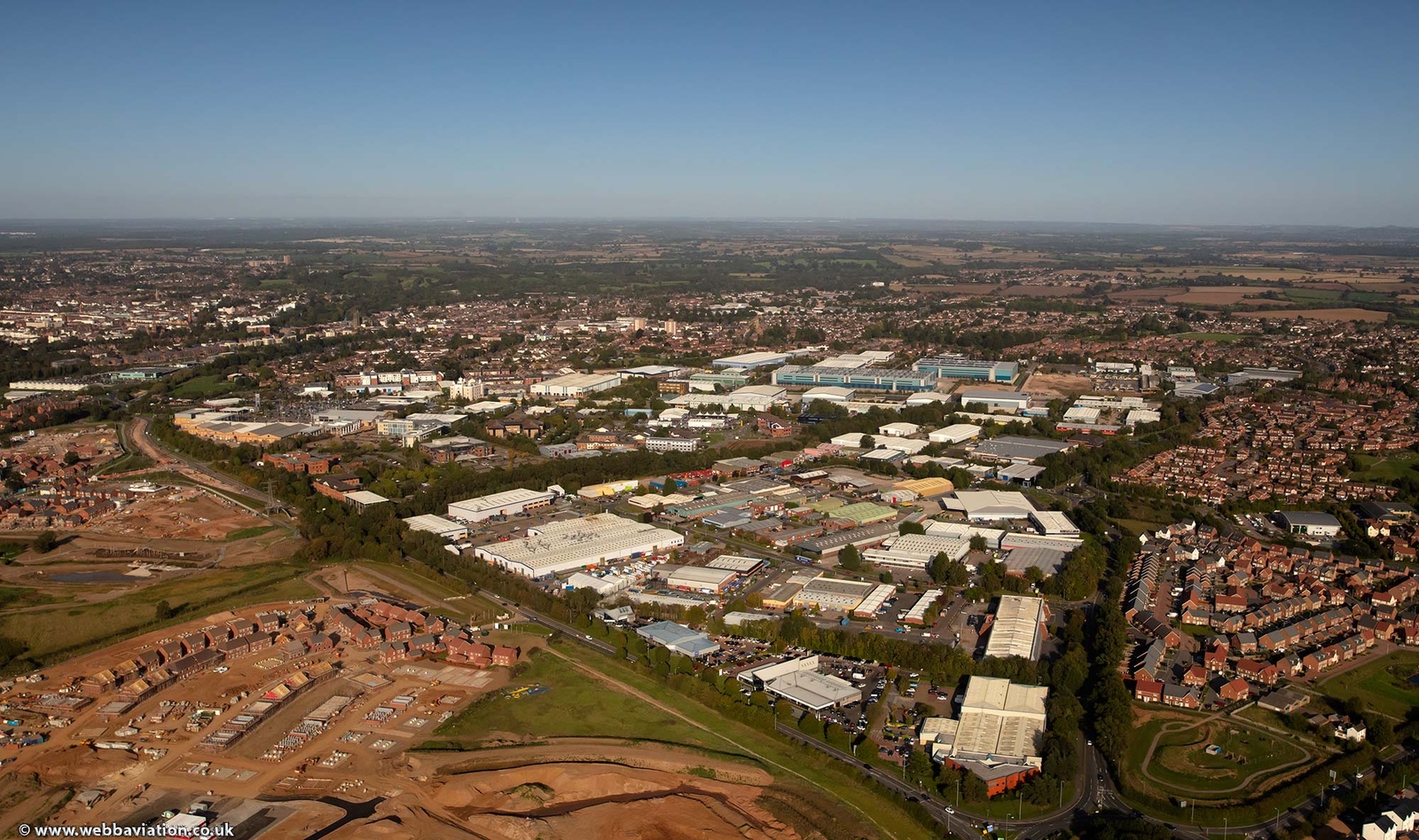 Heathcote Industrial Estate Leamington Spa from the air