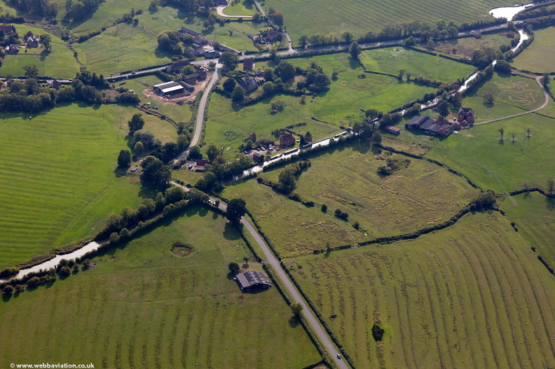 shrunken Medieval village of Lower Shuckburgh Warwickshire from the air