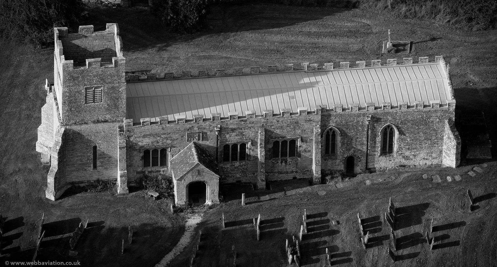 medieval St Giles Church Chesterton from the air