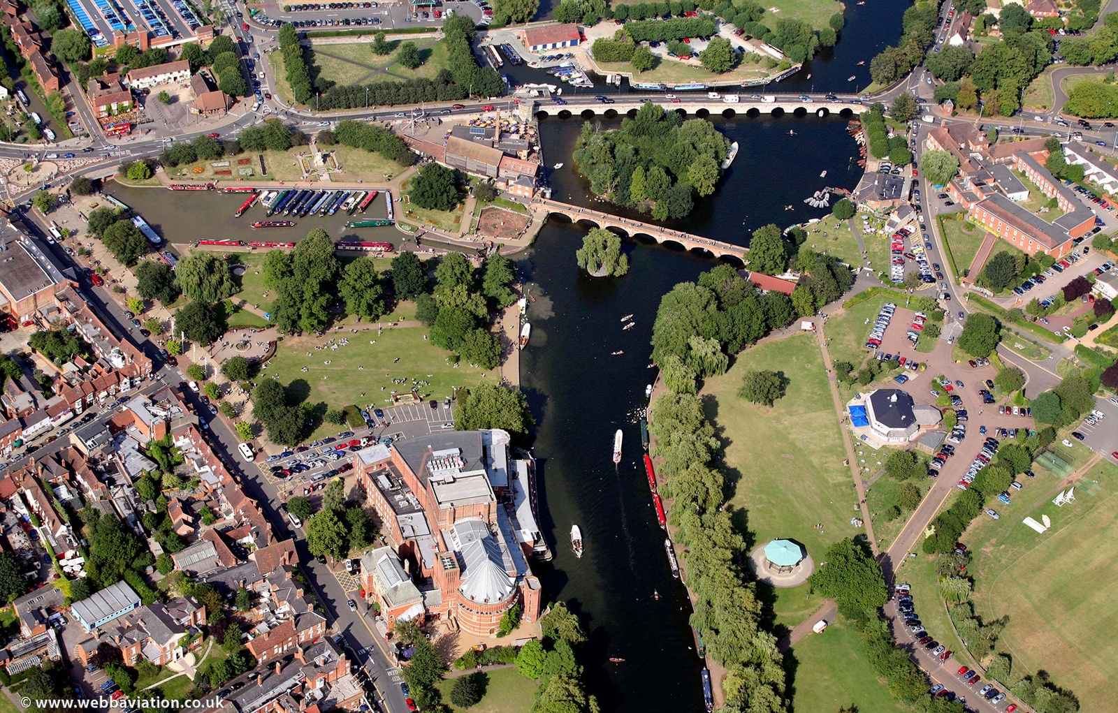 the River Avon at  Stratford-upon-Avon  from the air