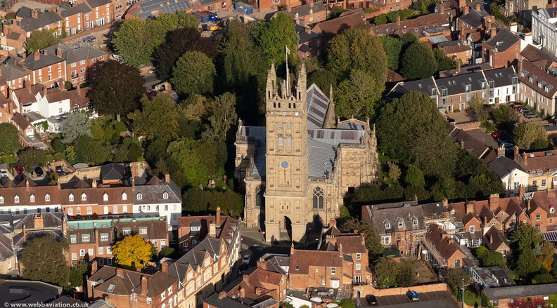 St Mary's Church Warwick   from the air