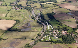Barton,Warwickshire showing the River Avon during the great floods of 2007  from the air