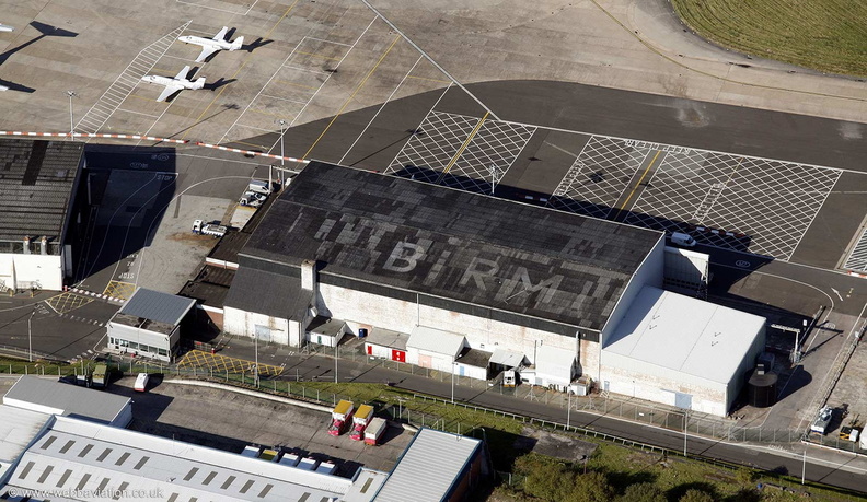 old Birmingham Airport terminal and control tower at Birmingham airport from the air