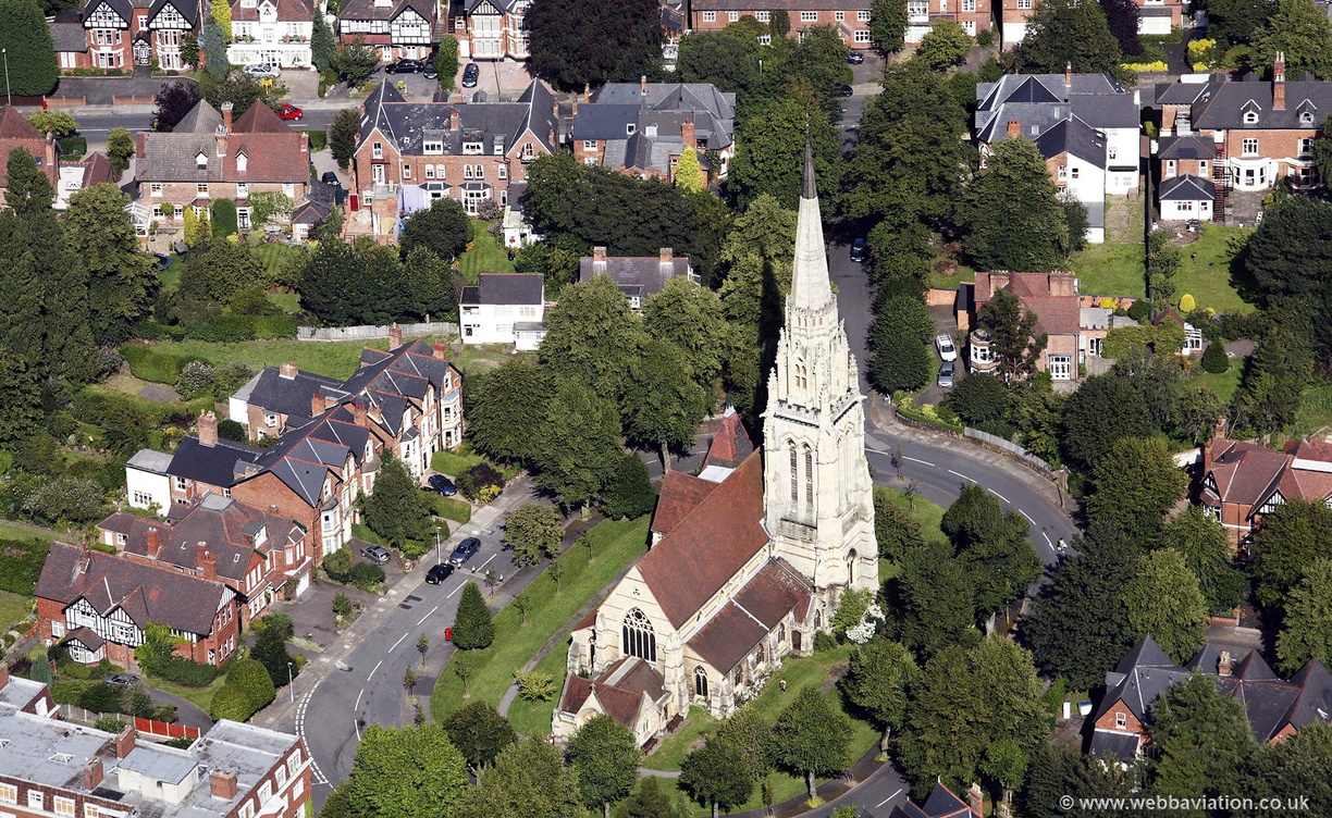 St Augustine's Church, Edgbaston Birmingham from the air